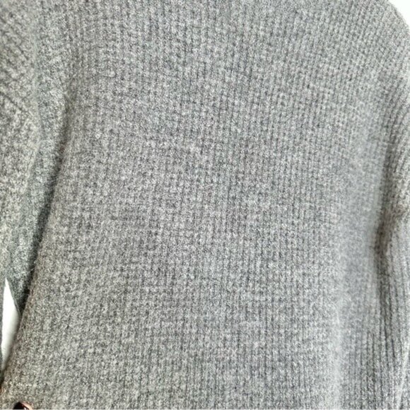 Madewell Gray Waffle Knit Mock Neck Alpaca Wool Sweater - Picture 5 of 9